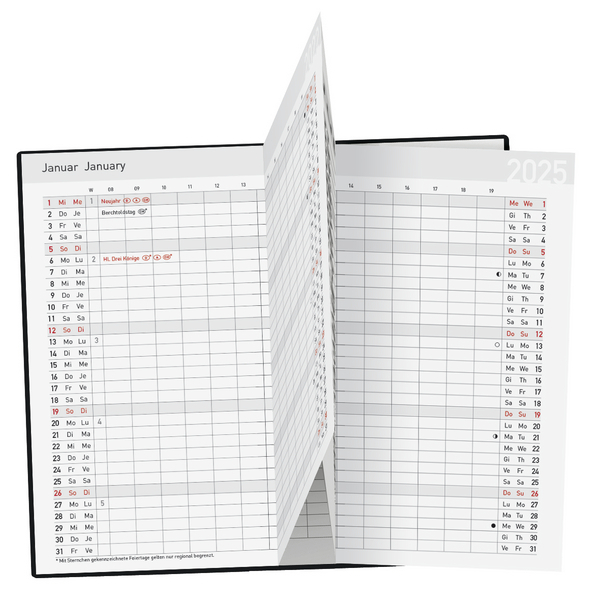 Bild: 9783731878933 | Taschenkalender Saturn Leporello PVC schwarz 2025 | Korsch Verlag