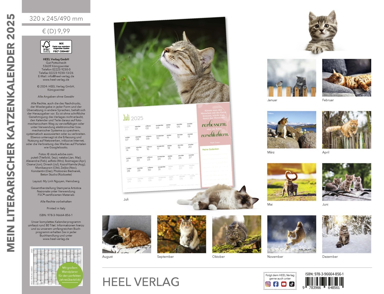 Bild: 9783966648561 | Mein Literarischer Katzenkalender 2025 Wandkalender | Kalender | 14 S.