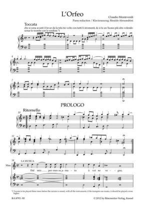 Bild: 9790006533121 | L'Orfeo, Klavierauszug | Claudio Monteverdi | Partitur | Deutsch