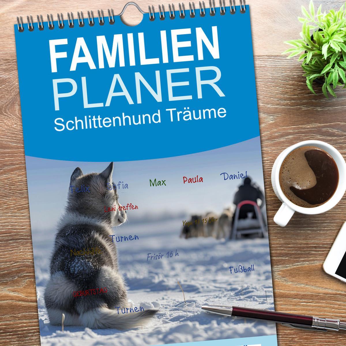 Bild: 9783457193594 | Familienplaner 2025 - Schlittenhund Träume mit 5 Spalten...