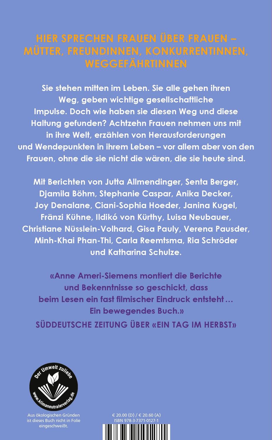Rückseite: 9783737101271 | Die Frauen meines Lebens | Anne Ameri-Siemens | Buch | Deutsch | 2021