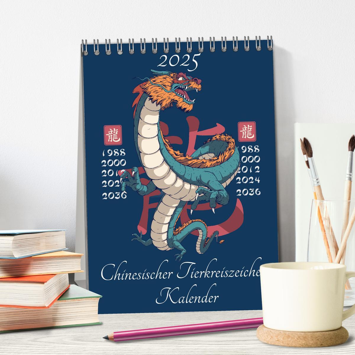 Bild: 9783435903016 | Chinesische Tierkreiszeichen (Tischkalender 2025 DIN A5 hoch),...