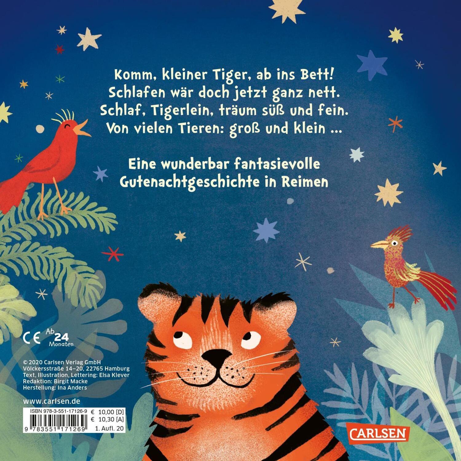 Rückseite: 9783551171269 | Wenn kleine Tiger träumen | Elsa Klever | Buch | 24 S. | Deutsch