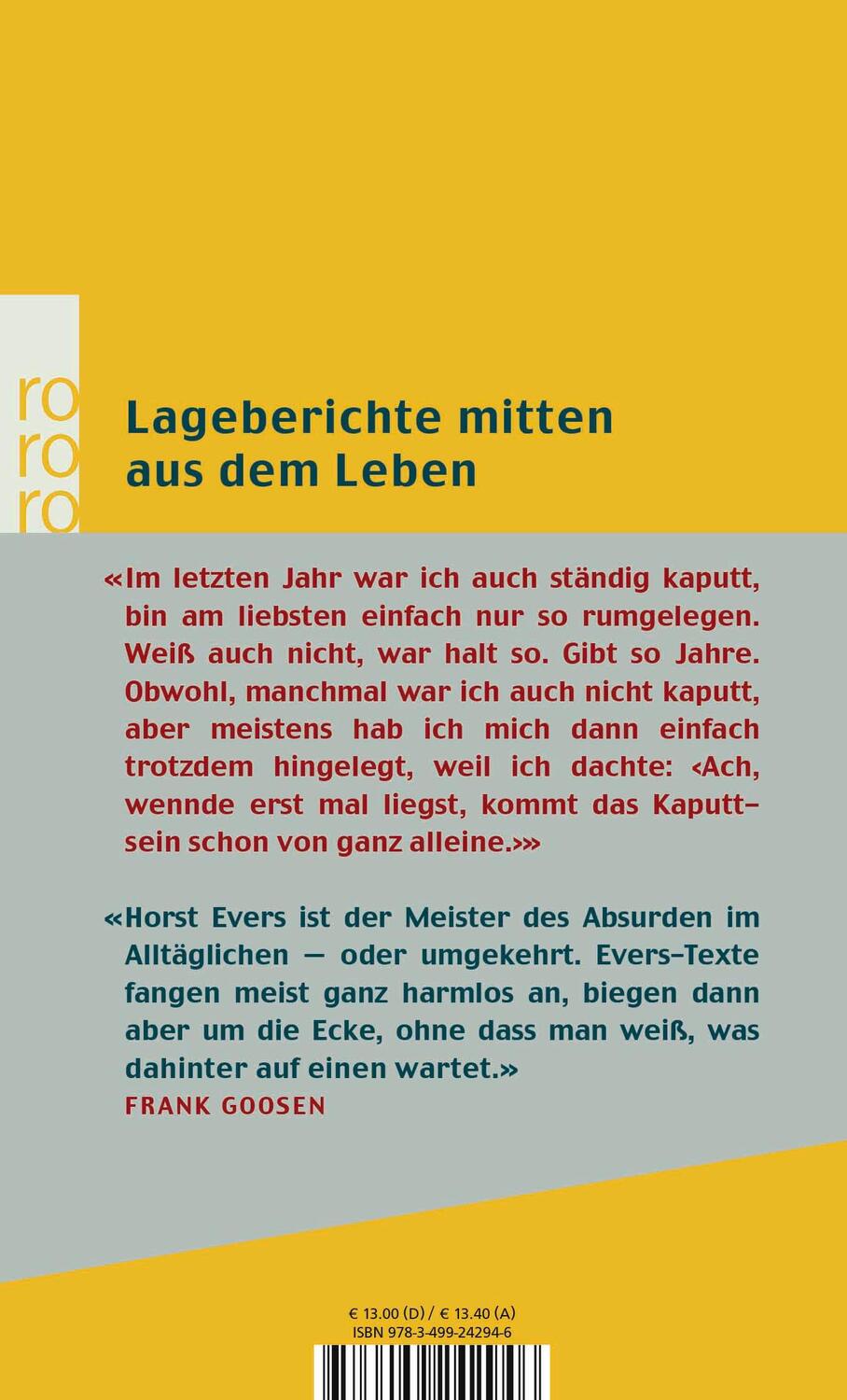 Rückseite: 9783499242946 | Gefühltes Wissen | Horst Evers | Taschenbuch | 157 S. | Deutsch | 2007