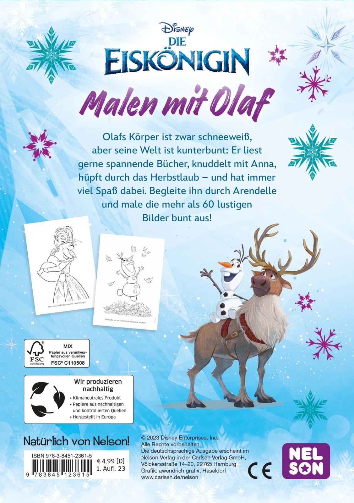 Rückseite: 9783845123615 | Disney Die Eiskönigin: Malspaß mit Olaf | Jetzt schon ein Klassiker!