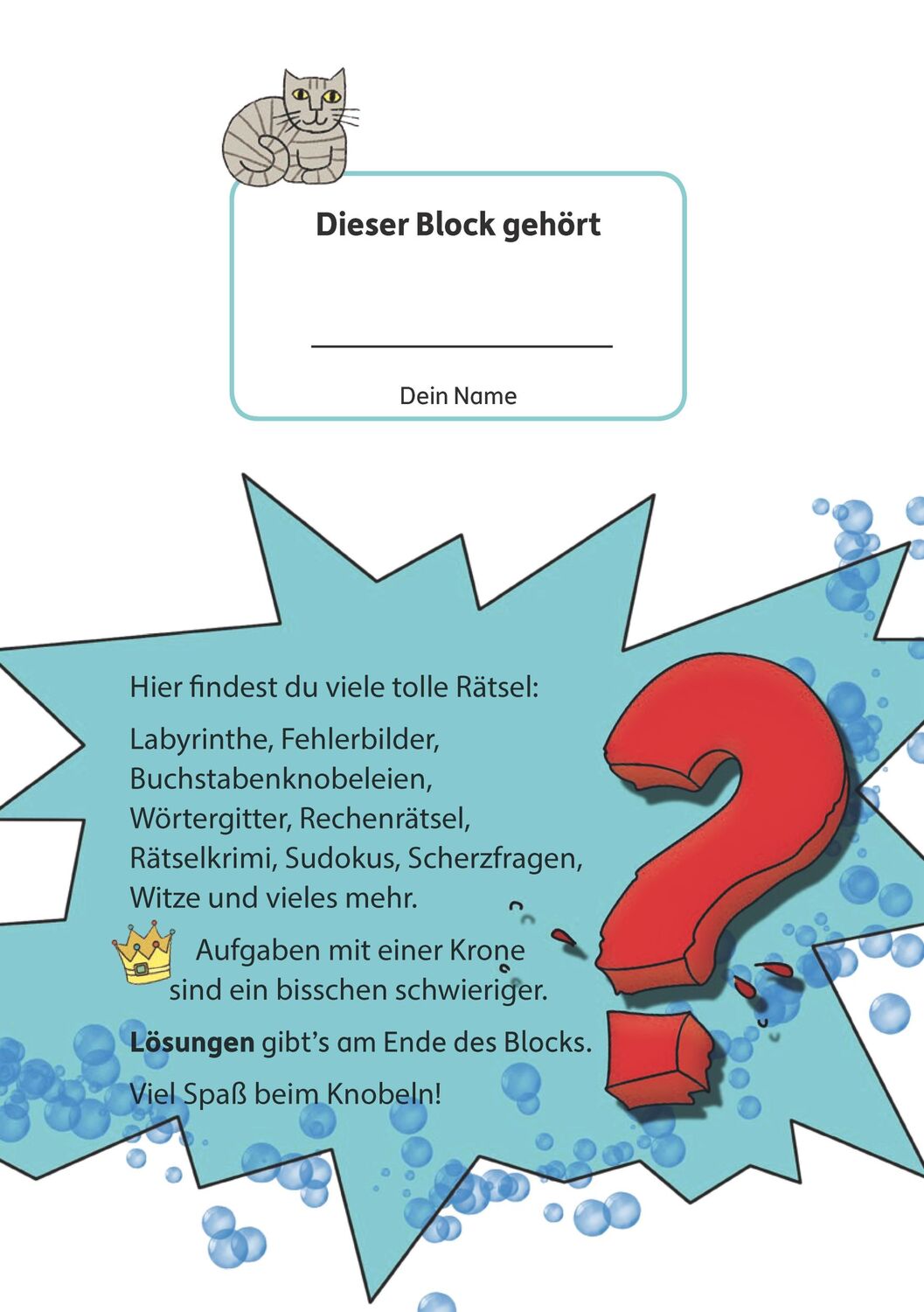 Bild: 9783881006347 | Rätselblock ab 9 Jahre, Band 1, A5-Block | Agnes Spiecker | Buch