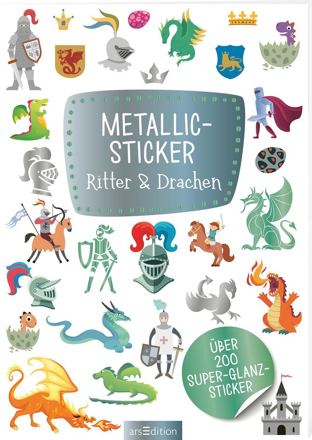 Cover: 4014489129820 | Metallic-Sticker - Ritter &amp; Drachen | Über 200 Super-Glanz-Sticker