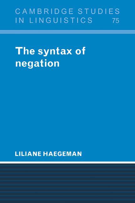 Cover: 9780521023481 | The Syntax of Negation | Liliane Haegeman | Taschenbuch | Englisch