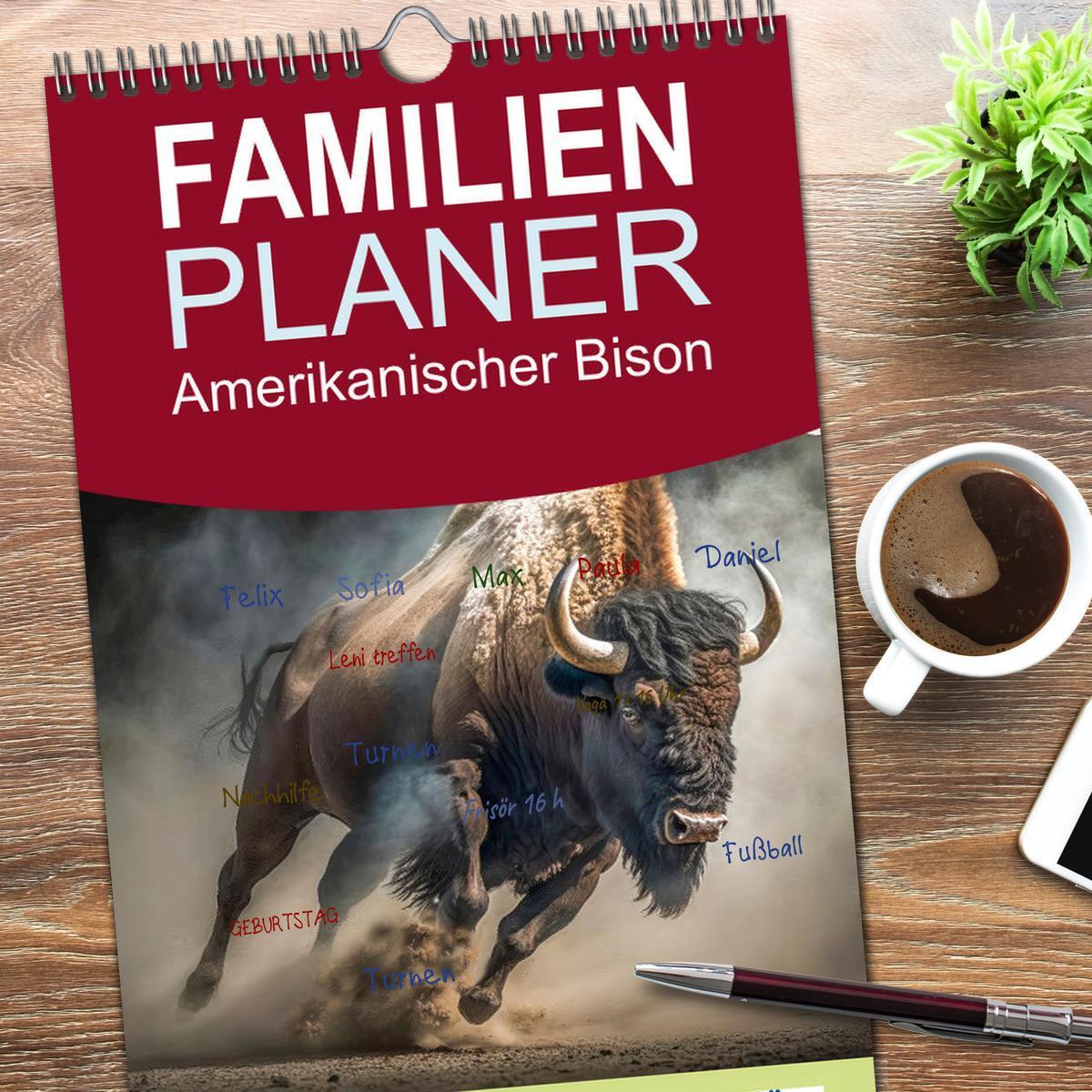 Bild: 9783457096741 | Familienplaner 2025 - Amerikanischer Bison mit 5 Spalten...