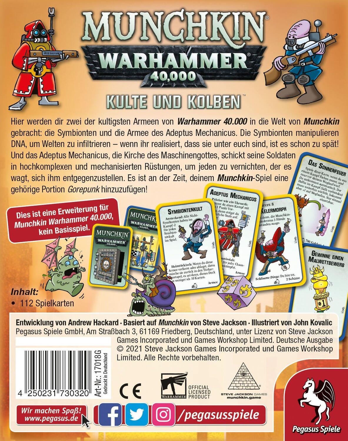Bild: 4250231730320 | Munchkin Warhammer 40.000: Kulte und Kolben (Erweiterung) | Spiel