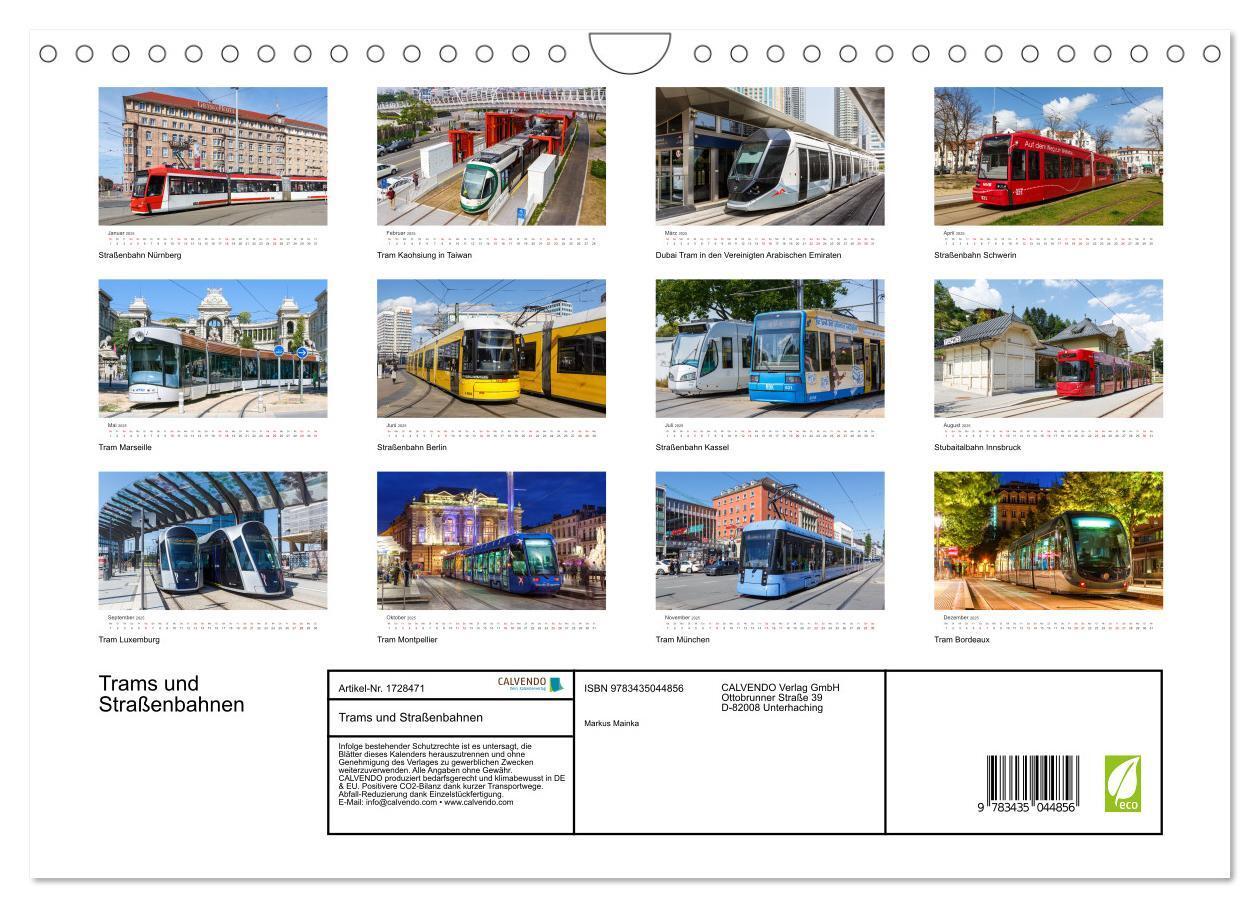 Bild: 9783435044856 | Trams und Straßenbahnen (Wandkalender 2025 DIN A4 quer), CALVENDO...