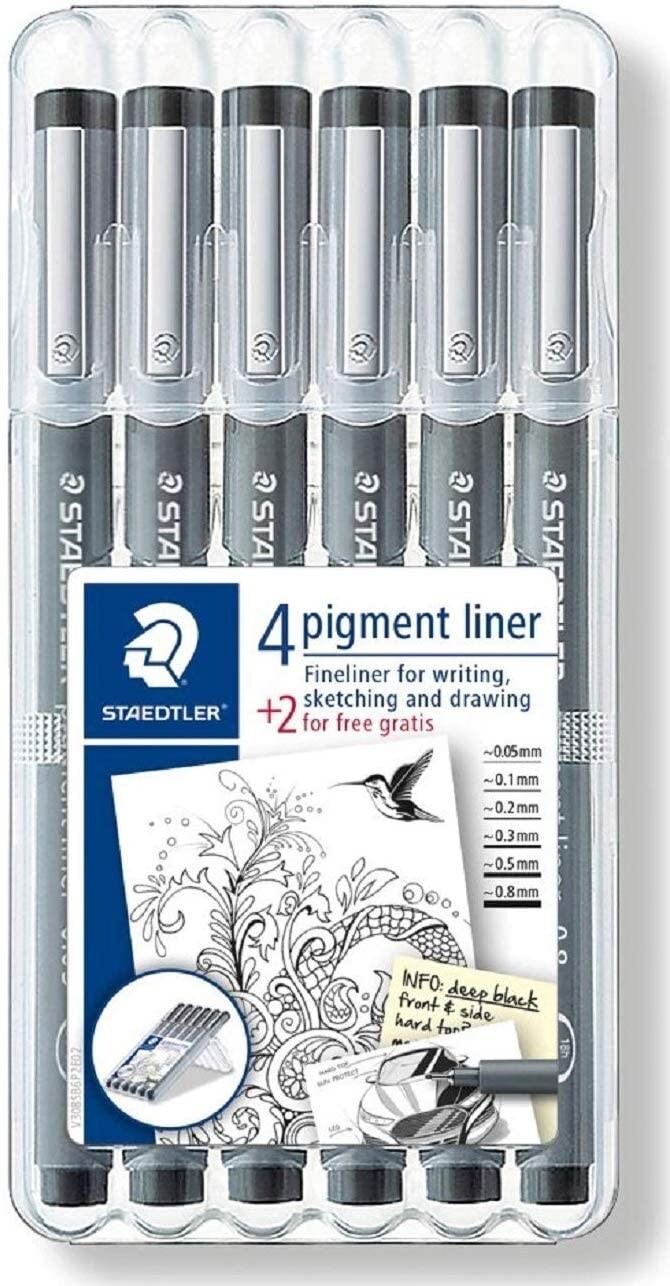 Cover: 4007817308356 | STAEDTLER Finliner pigment liner schwarz 6er Set | 308 SB6P | 2019