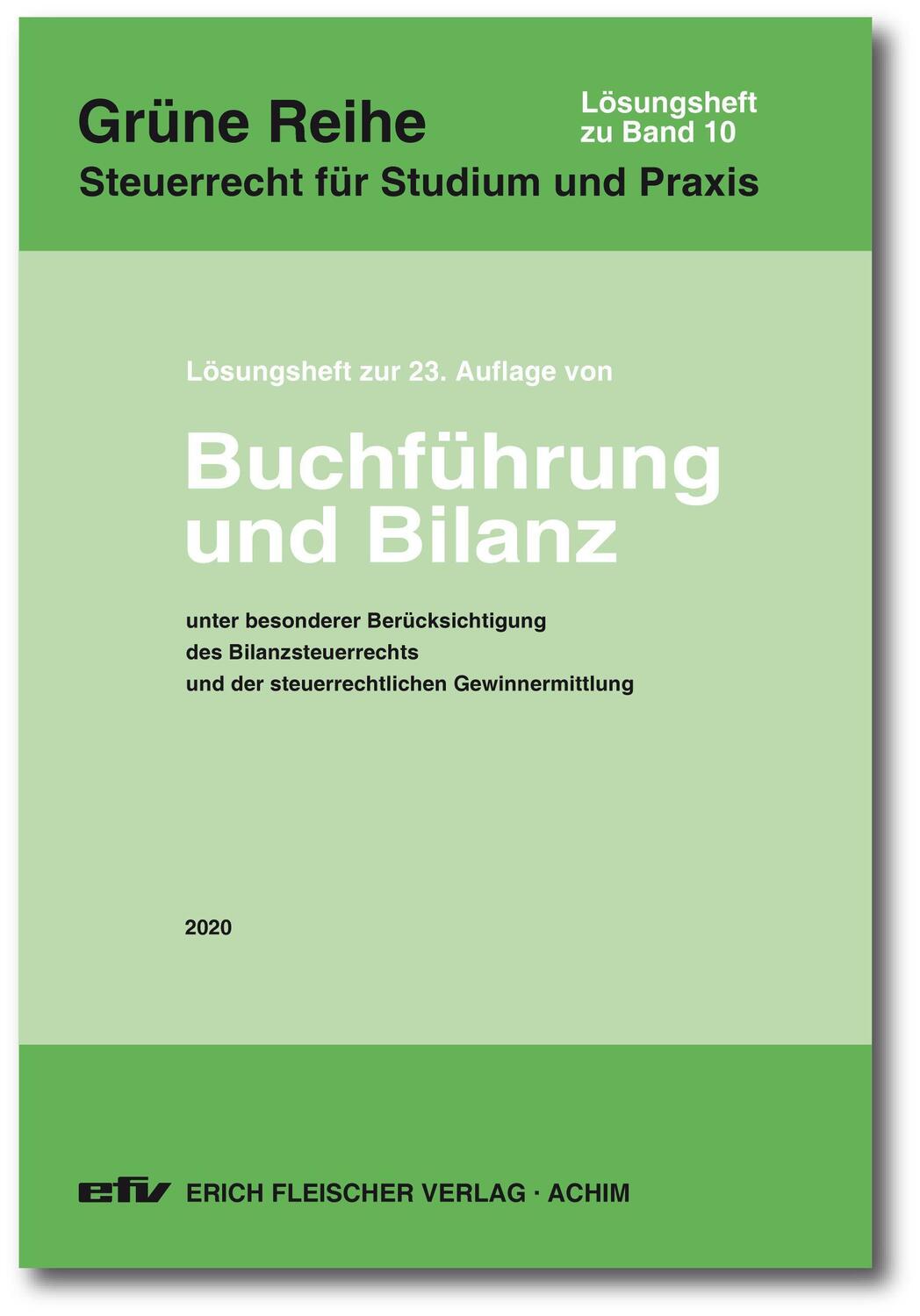 Cover: 9783816814030 | Buchführung und Bilanz. Lösungsheft zur 23. Auflage 2020 | Broschüre