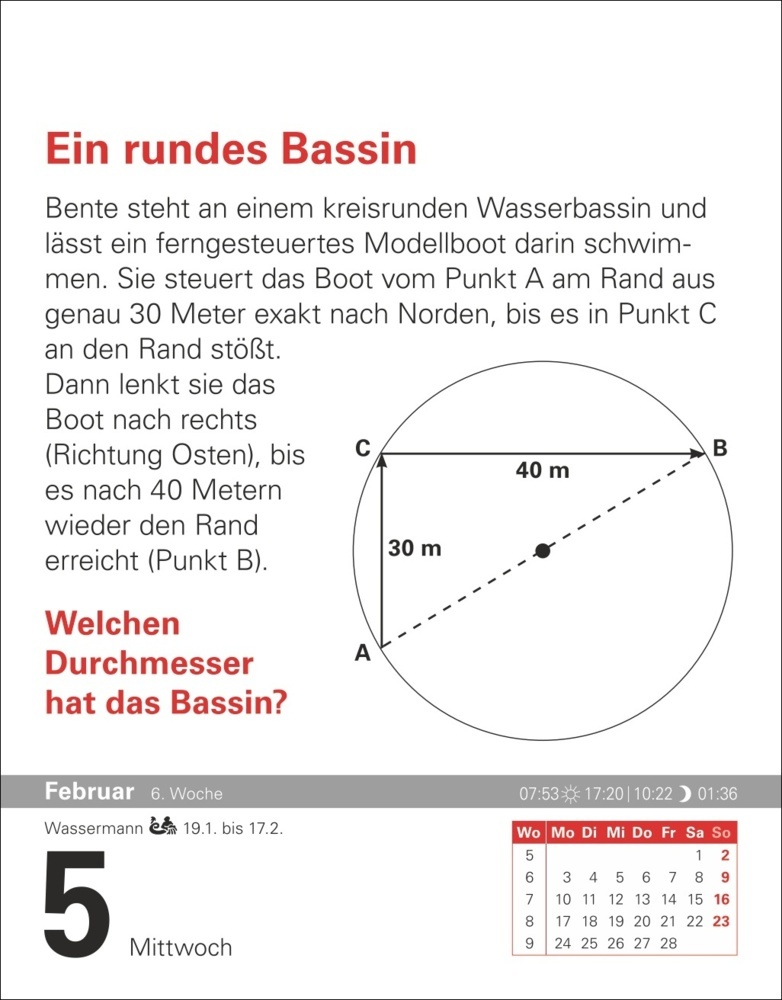 Bild: 9783840034466 | Der Mathematik-Kalender Tagesabreißkalender 2025 - Nachts teile ich...