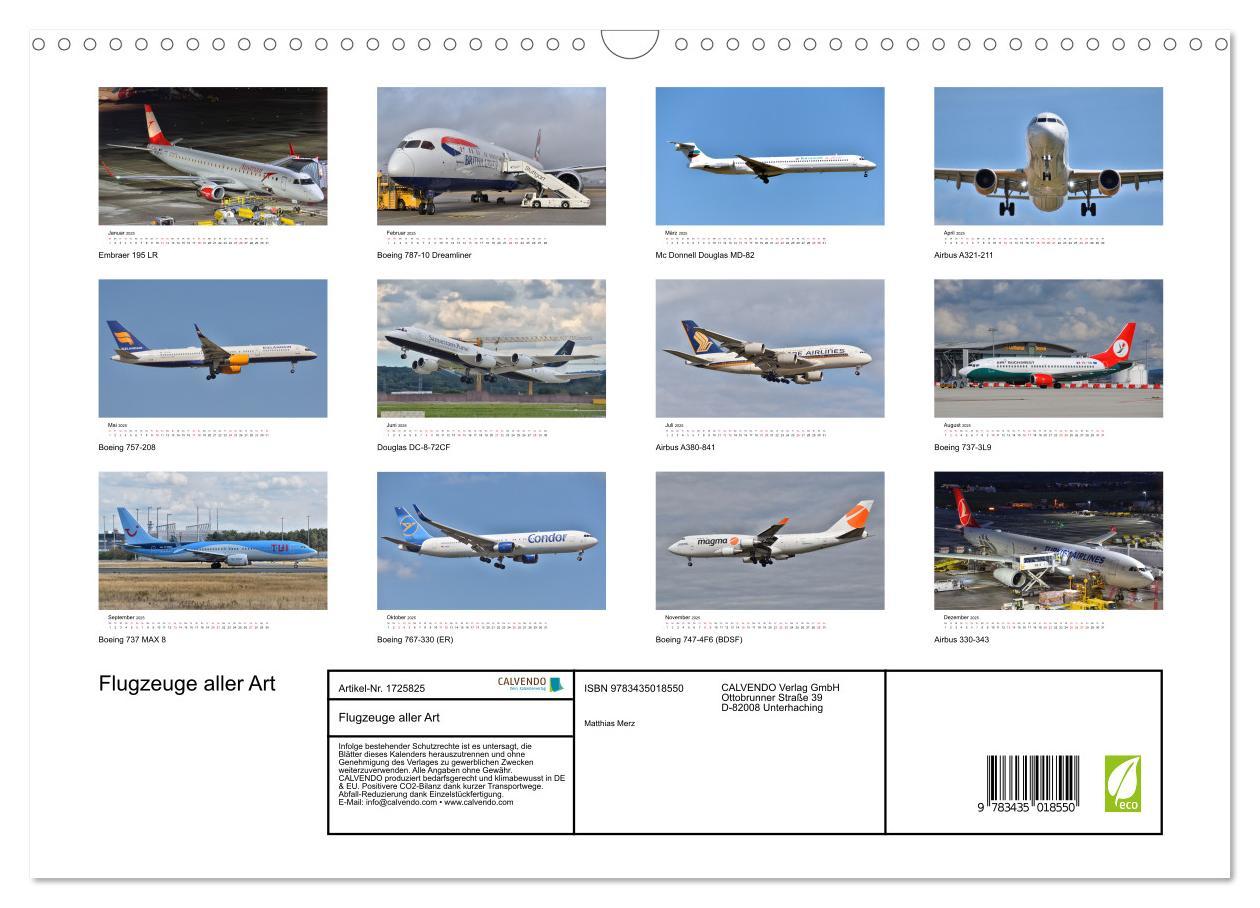 Bild: 9783435018550 | Flugzeuge aller Art (Wandkalender 2025 DIN A3 quer), CALVENDO...