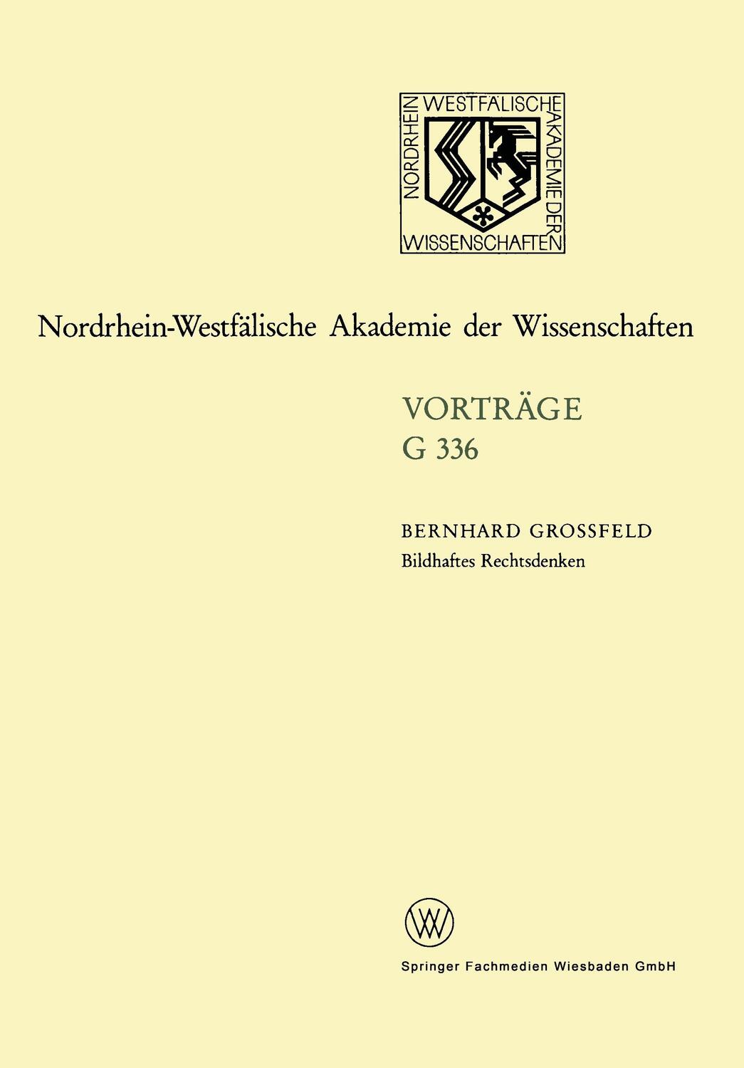 Cover: 9783663053385 | Bildhaftes Rechtsdenken | Recht als bejahte Ordnung | Großfeld | Buch
