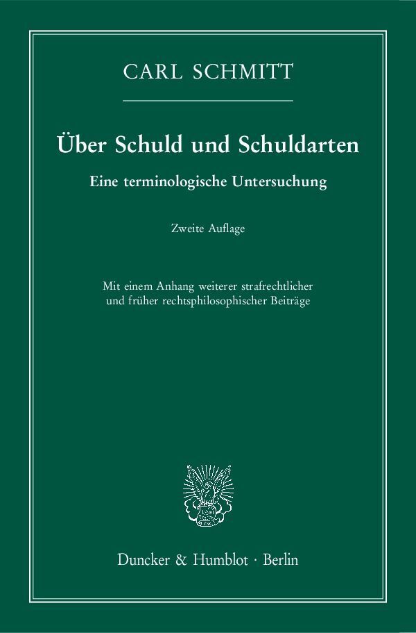 Cover: 9783428151646 | Über Schuld und Schuldarten | Eine terminologische Untersuchung | Buch