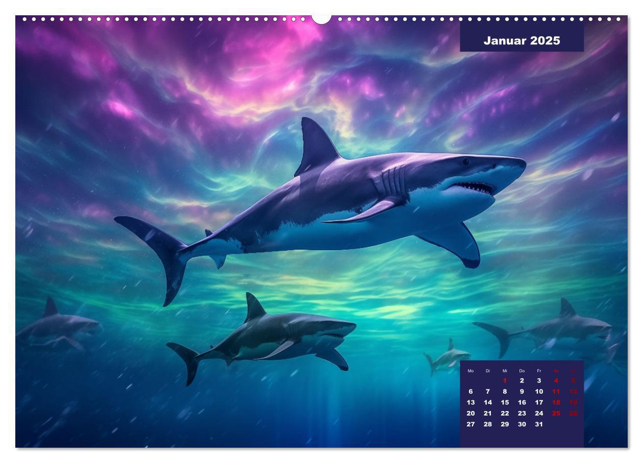 Bild: 9783383760525 | Stille Giganten - KI-generierte Hai-Impressionen (Wandkalender 2025...