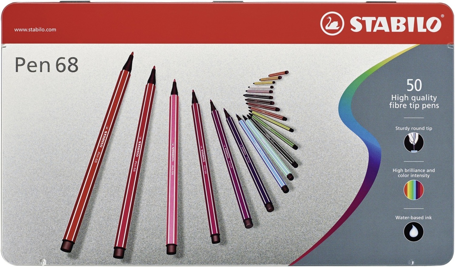 Cover: 4006381327299 | Premium-Filzstift - STABILO Pen 68 - 50er Metalletui - mit 46...