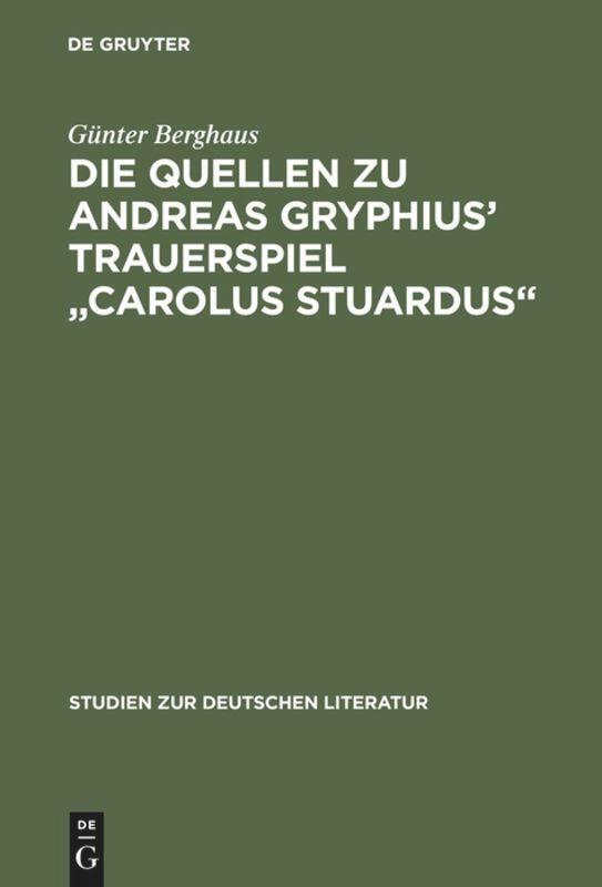 Cover: 9783484180796 | Die Quellen zu Andreas Gryphius' Trauerspiel "Carolus Stuardus" | Buch