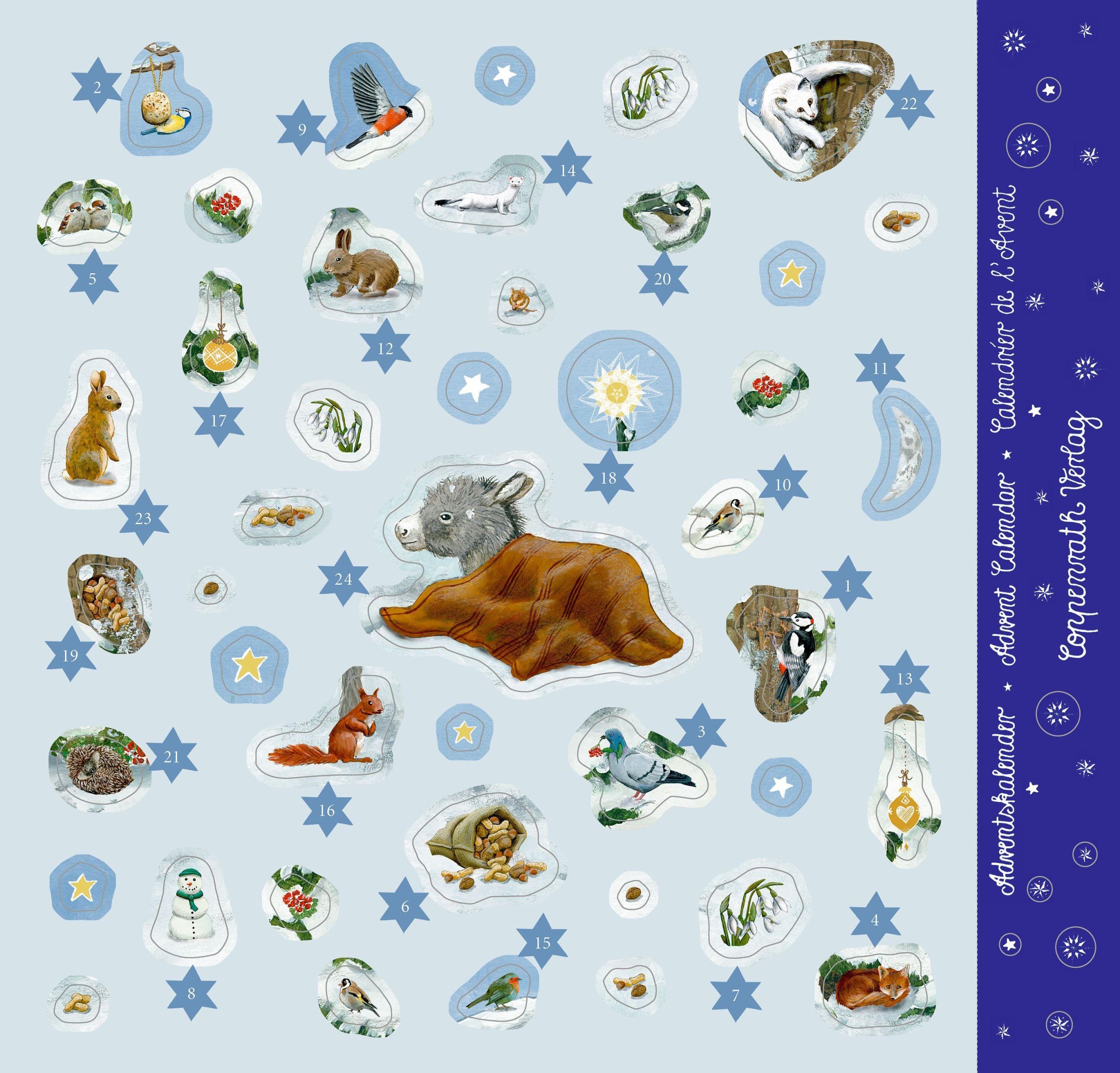 Bild: 4050003955964 | Sticker-Adventskalender - Eselchen im Winterwald | Christine Schmiech