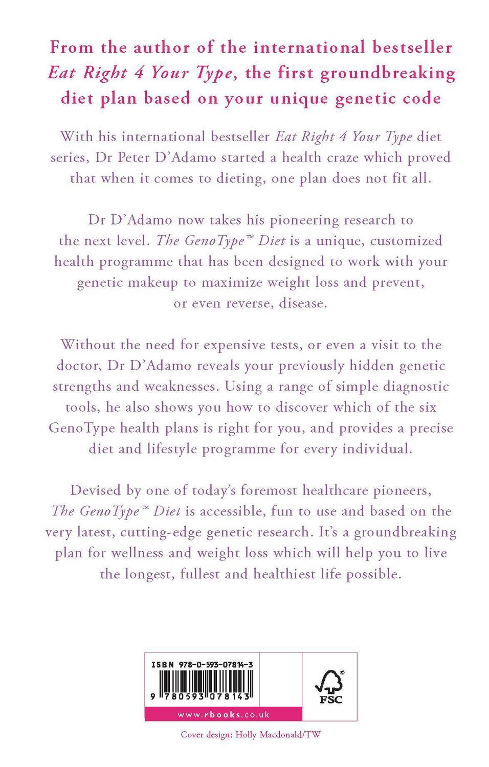 Rückseite: 9780593078143 | The GenoType Diet | Catherine Whitney (u. a.) | Taschenbuch | Englisch