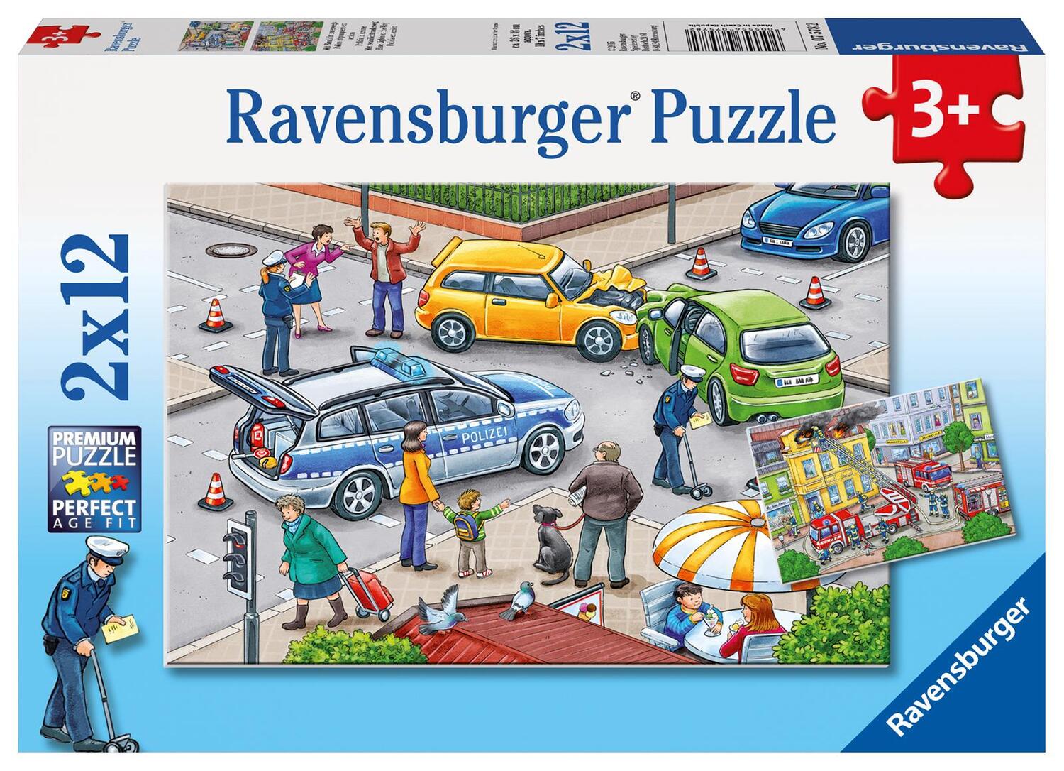 Cover: 4005556075782 | Mit Blaulicht unterwegs. Puzzle 2 x 12 Teile | Spiel | Deutsch | 2015