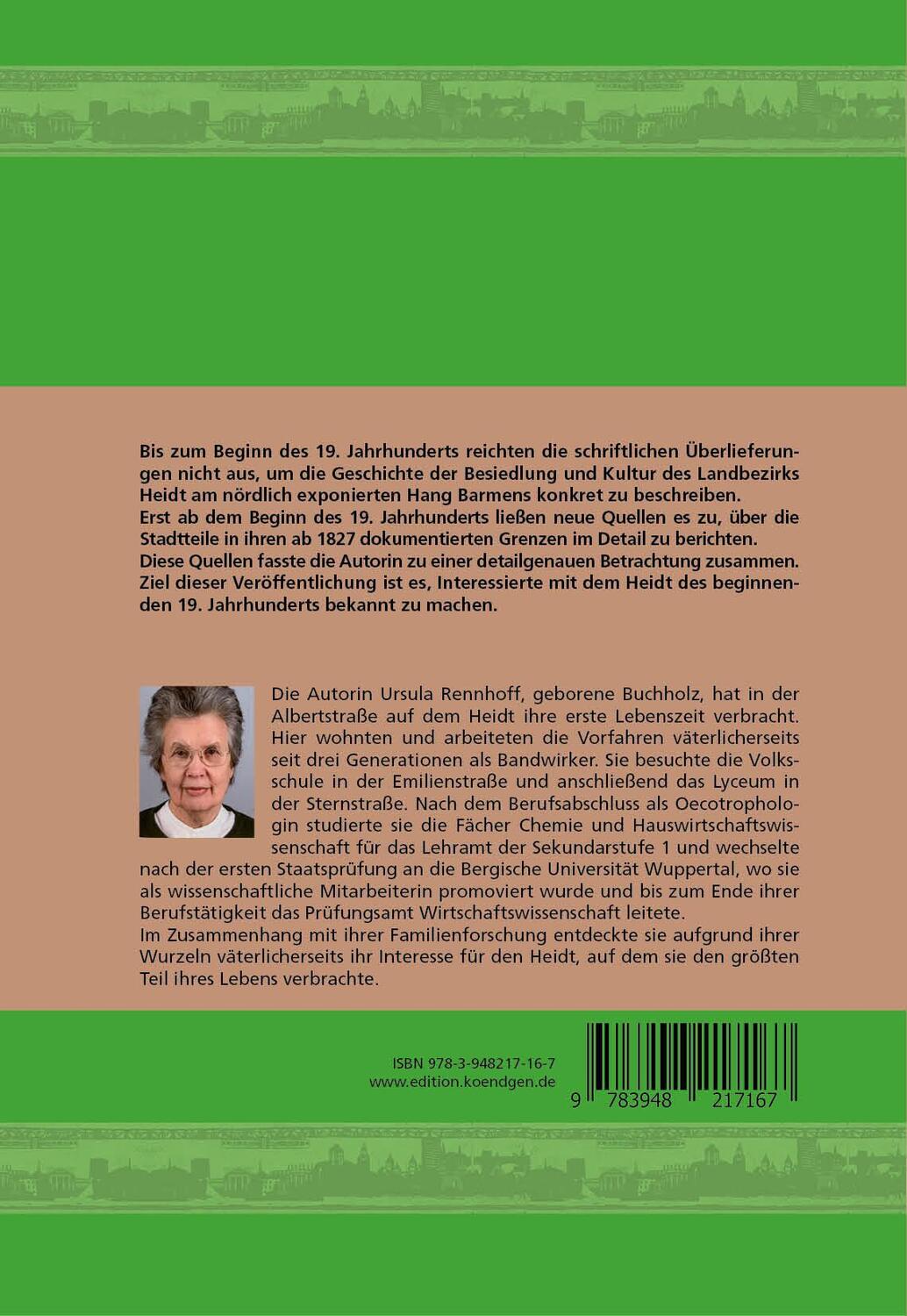 Rückseite: 9783948217167 | Der Barmer Heidt Anfang des 19. Jahrhunderts | Ursula Rennhoff | Buch