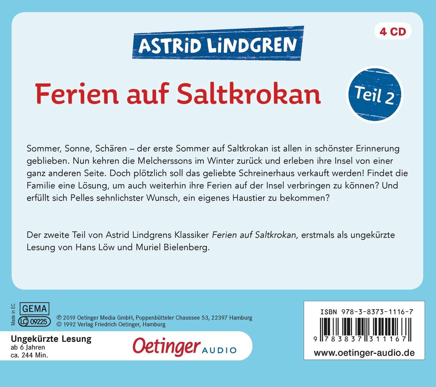 Rückseite: 9783837311167 | Ferien auf Saltkrokan Teil 2 | Ungekürzte Lesung | Astrid Lindgren