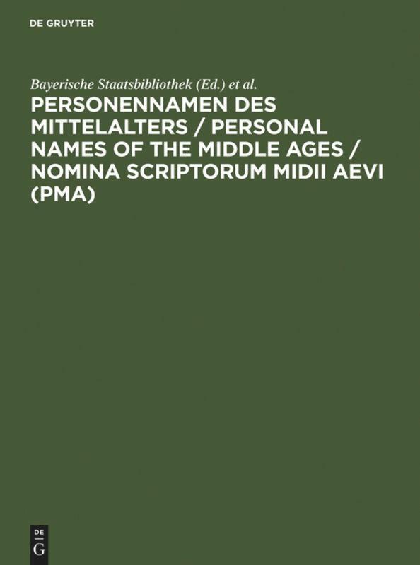 Cover: 9783598114007 | Personennamen des Mittelalters | Claudia Fabian (u. a.) | Buch | XXIII