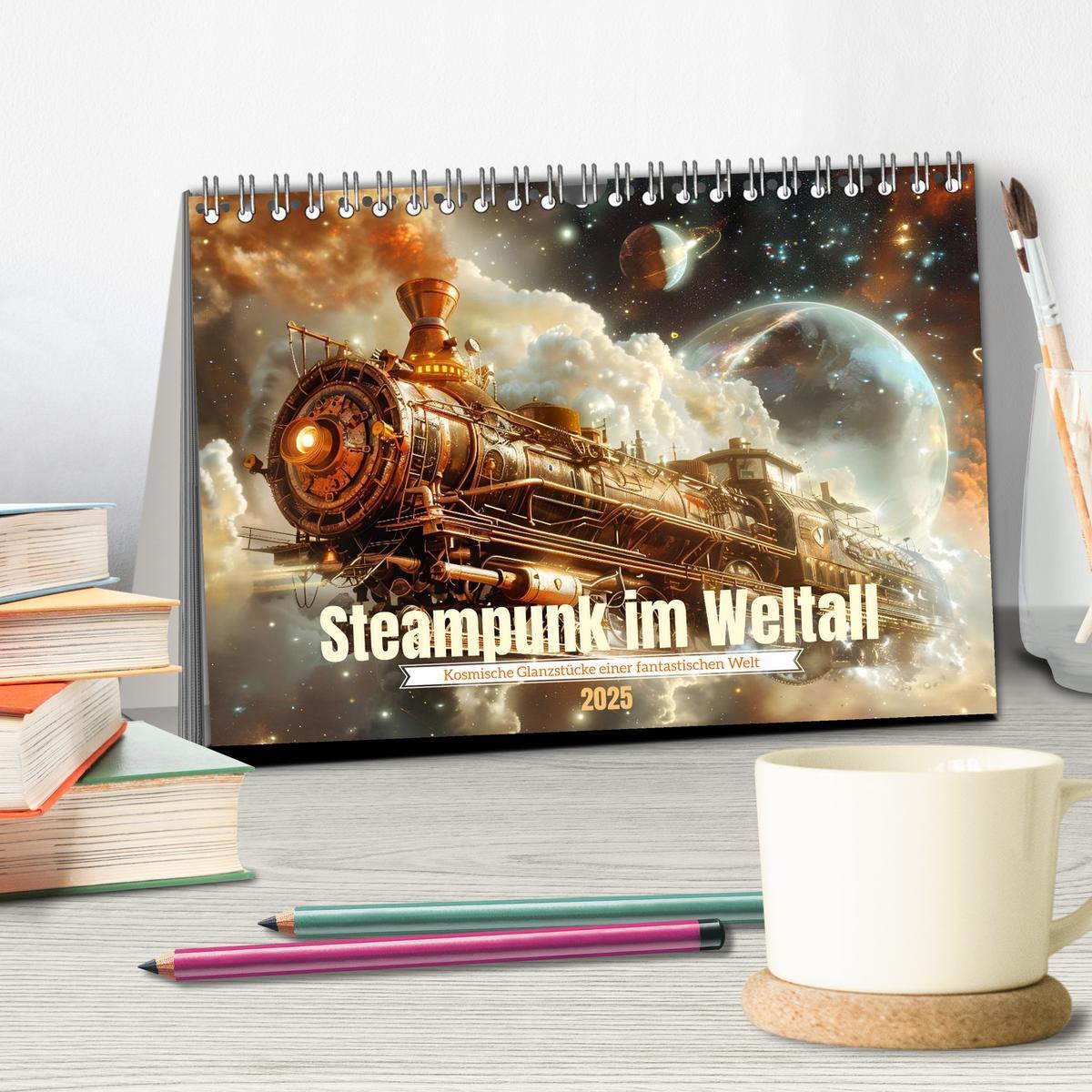 Bild: 9783435652846 | Steampunk im Weltall (Tischkalender 2025 DIN A5 quer), CALVENDO...