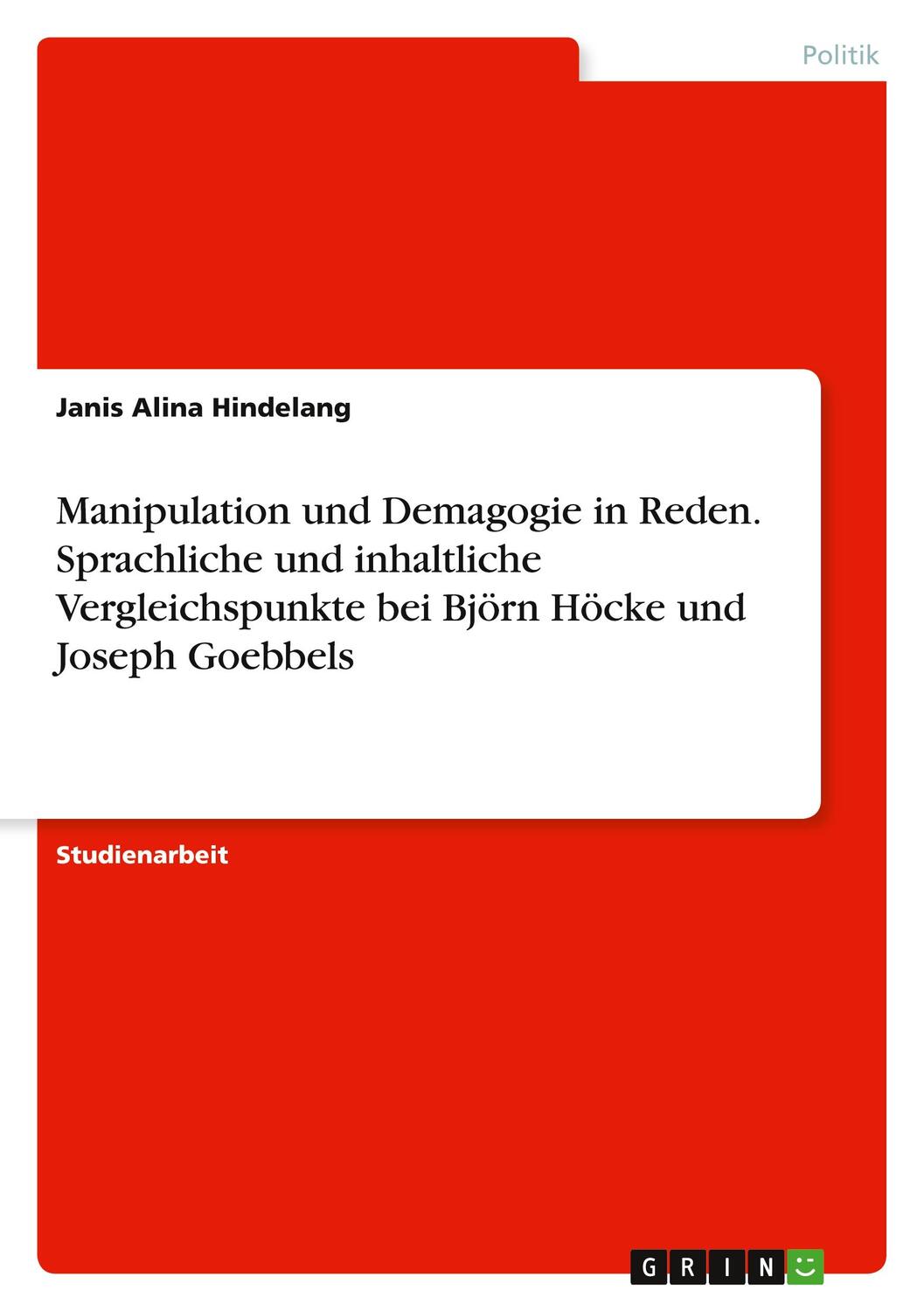 Cover: 9783346421487 | Manipulation und Demagogie in Reden. Sprachliche und inhaltliche...
