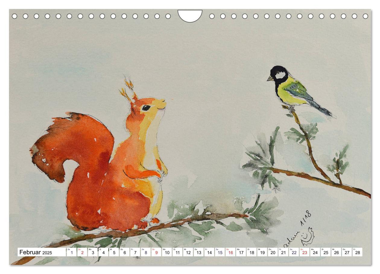 Bild: 9783435415663 | Eichhörnchen in Aquarell (Wandkalender 2025 DIN A4 quer), CALVENDO...