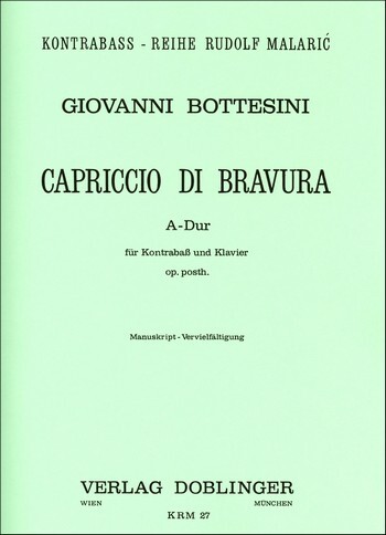 Cover: 9790012084341 | Capriccio Di Bravura La Op. Post. (Malaric) | Giovanni Bottesini