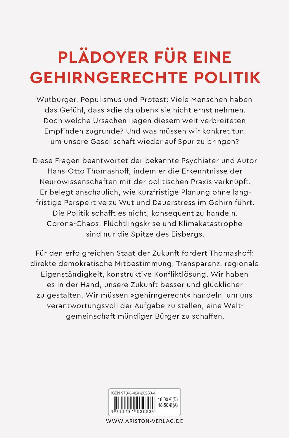 Bild: 9783424202304 | Mehr Hirn in die Politik | Hans-Otto Thomashoff | Taschenbuch | 2021