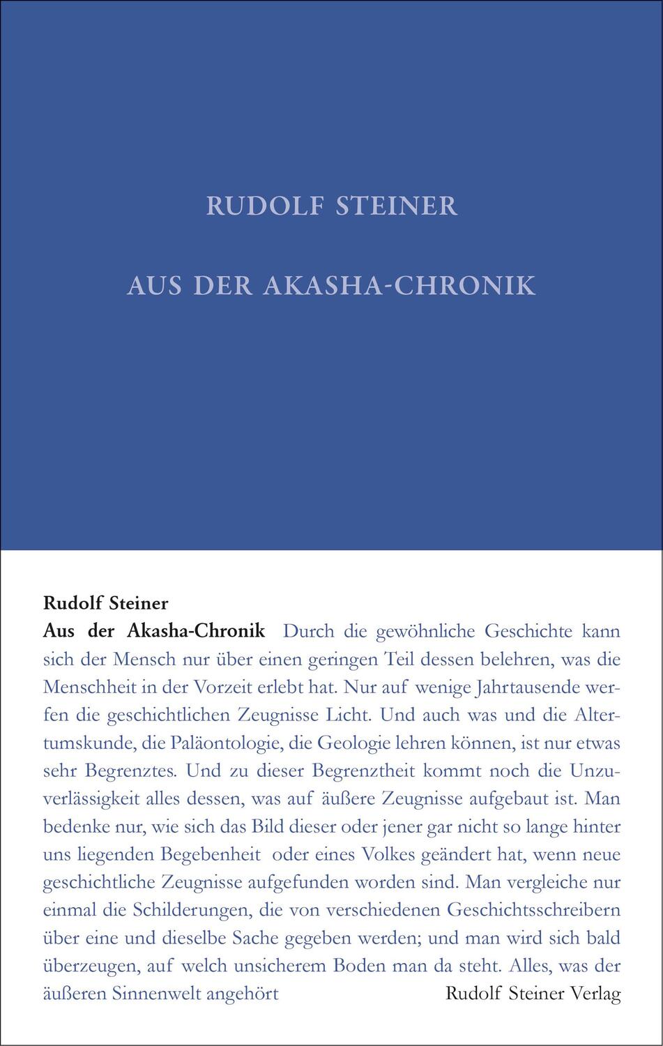 Cover: 9783727401114 | Aus der Akasha-Chronik | Rudolf Steiner | Buch | LEINEN | Deutsch