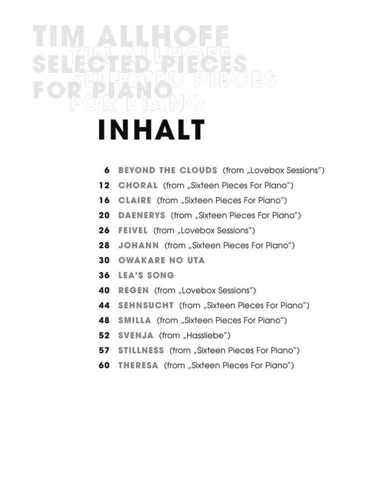 Bild: 9783954562510 | Tim Allhoff: Selected Pieces For Piano | Bosworth Edition | Deutsch