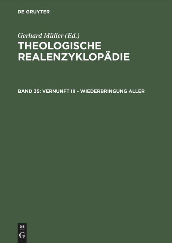 Cover: 9783110177817 | Vernunft III - Wiederbringung aller | Gerhard Müller | Buch | Deutsch