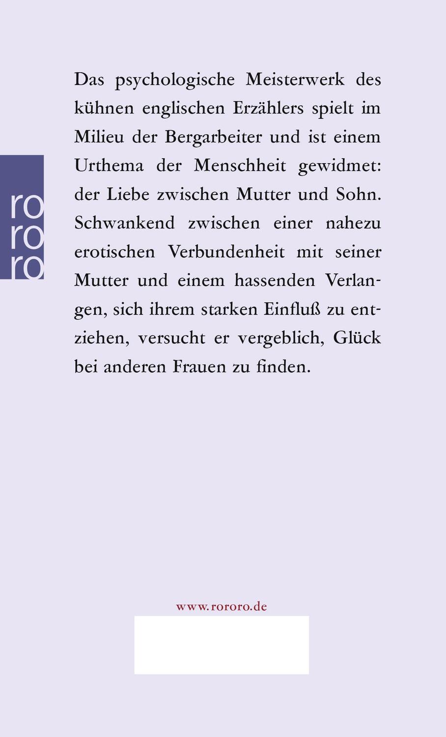 Rückseite: 9783499142123 | Söhne und Liebhaber | D. H. Lawrence | Taschenbuch | Deutsch | 1978