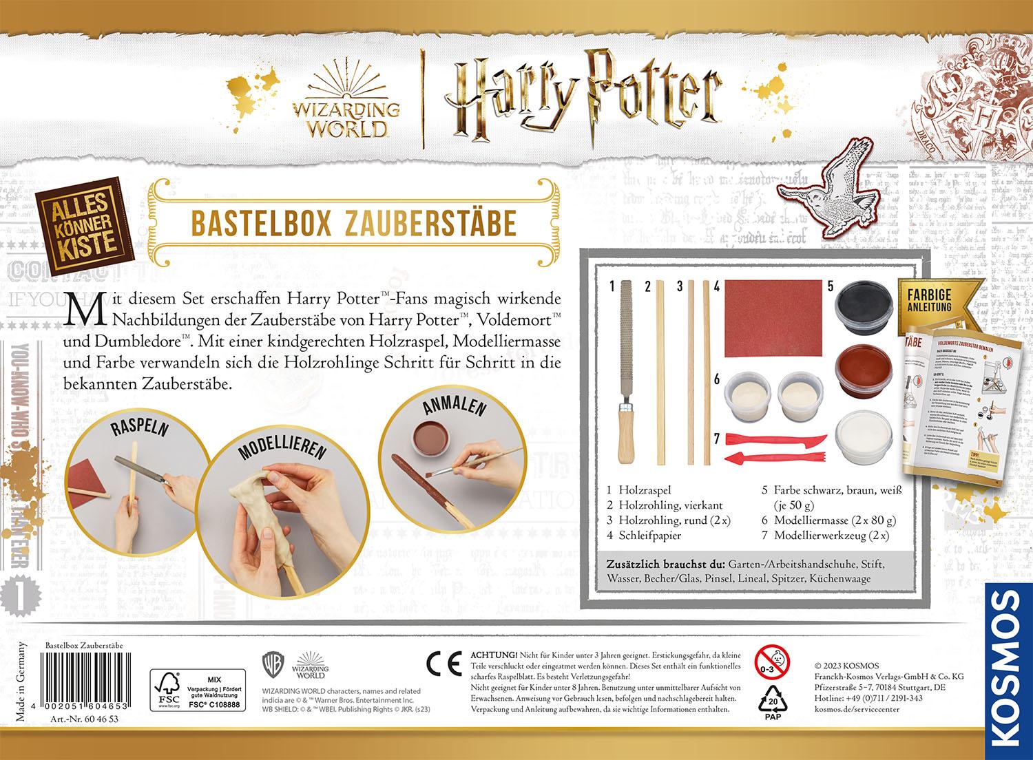 Rückseite: 4002051604653 | Harry Potter - Zauberstäbe | Bastel-Set | Spiel | 604653 | Deutsch