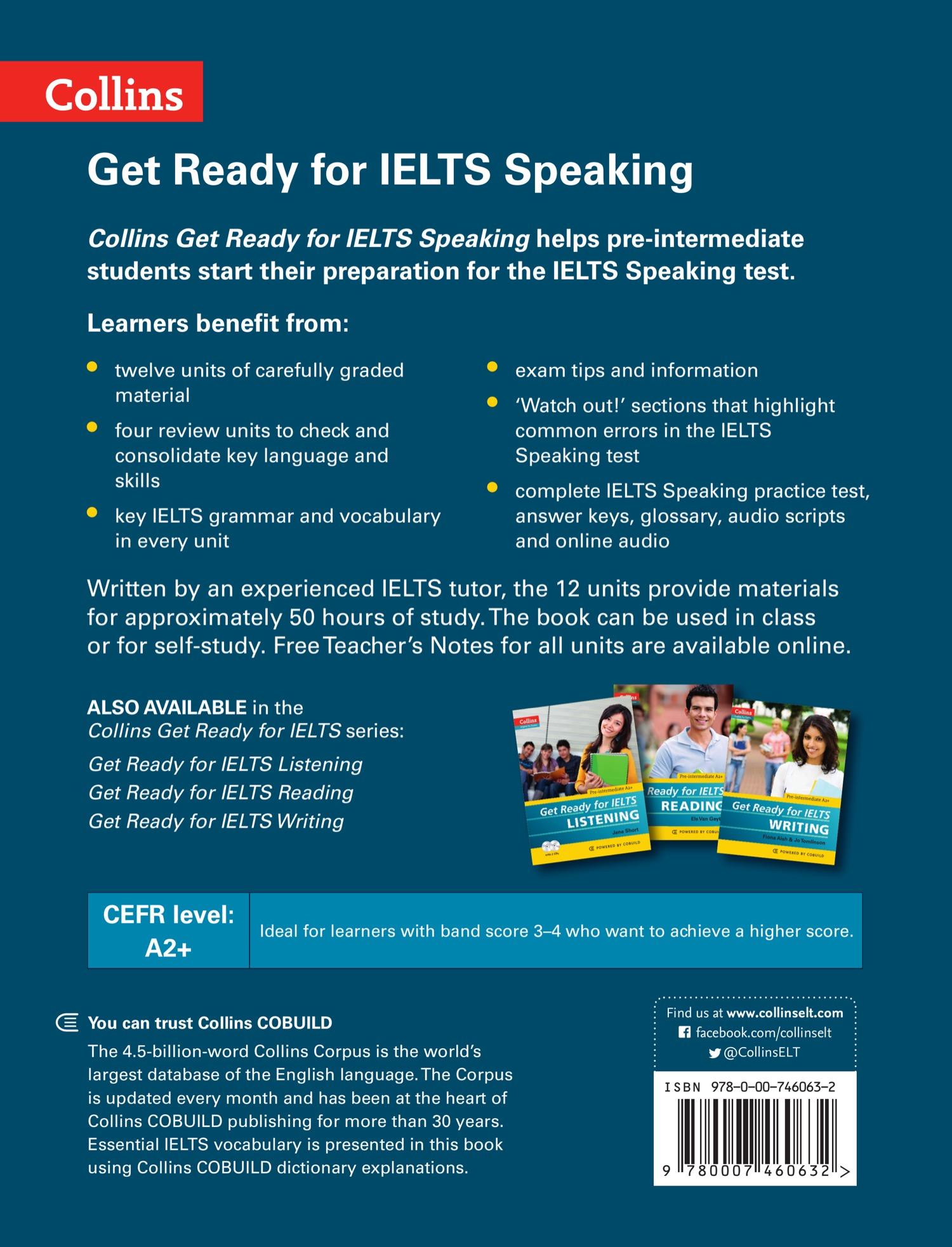 Rückseite: 9780007460632 | Get Ready for IELTS - Speaking | IELTS 4+ (A2+) | Rhona Snelling