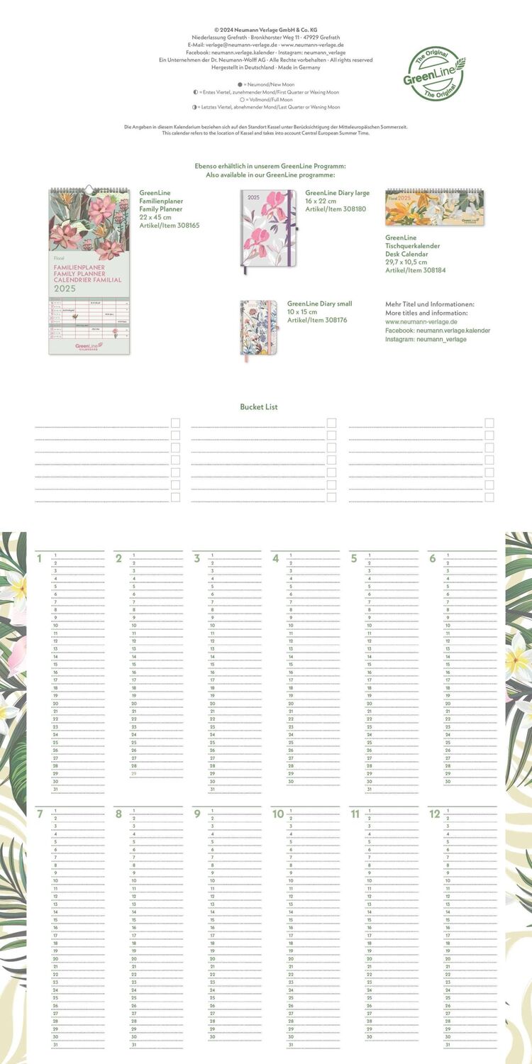 Bild: 4002725981721 | GreenLine Floral 2025 - Wand-Kalender - Broschüren-Kalender - 30x30...