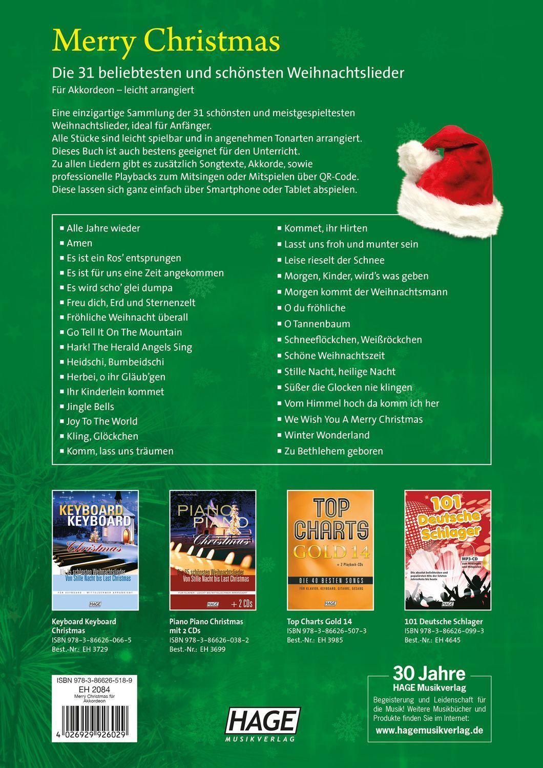 Bild: 9783866265189 | Merry Christmas für Akkordeon | Hage Musikverlag | Taschenbuch | 48 S.