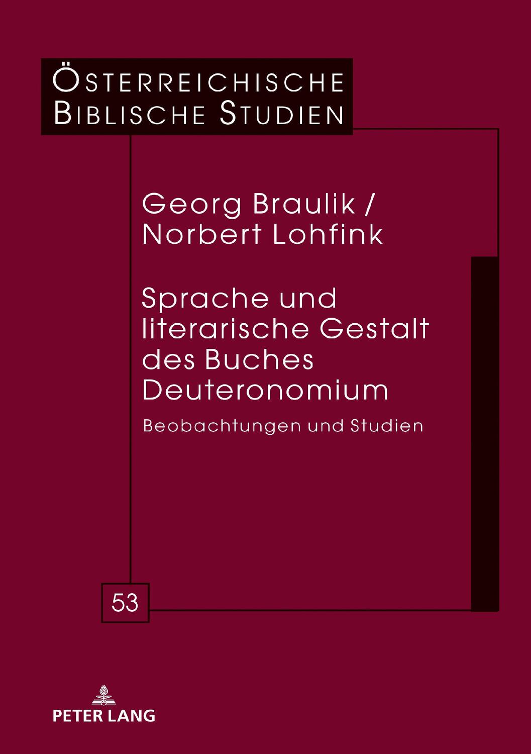 Cover: 9783631857342 | Sprache und literarische Gestalt des Buches Deuteronomium | Buch
