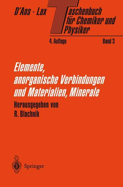 Cover: 9783642637551 | Taschenbuch für Chemiker und Physiker, 3 Teile | R. Blachnik