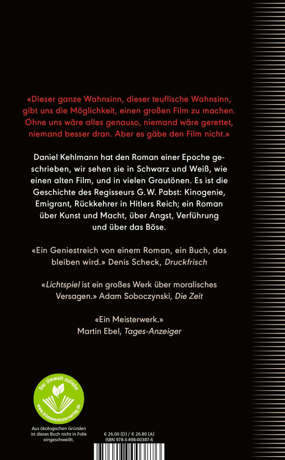 Rückseite: 9783498003876 | Lichtspiel | Daniel Kehlmann | Buch | 480 S. | Deutsch | 2023