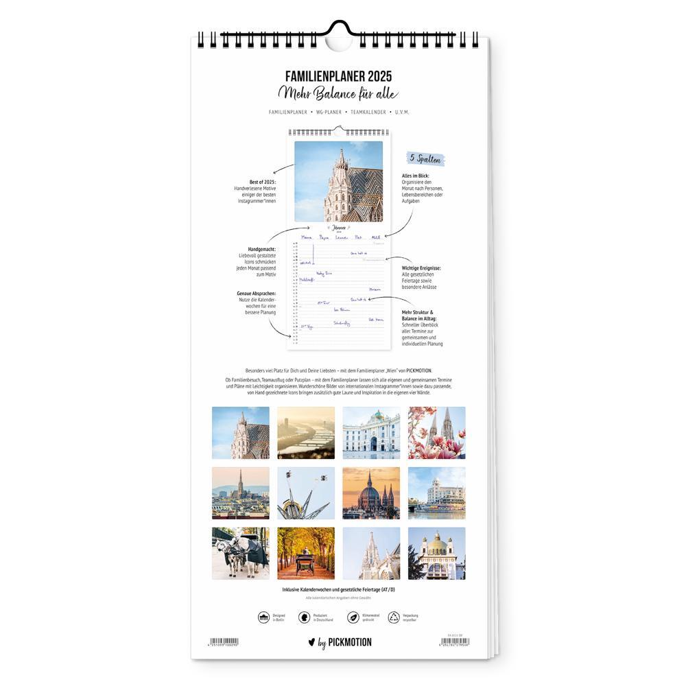 Bild: 4251781179546 | Familienplaner 2025 - Wien | 5 Spalten | Pickmotion | Kalender | 2025