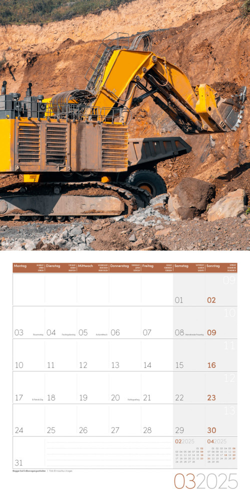 Bild: 9783838445182 | Bagger Kalender 2025 - 30x30 | Ackermann Kunstverlag | Kalender | 2025