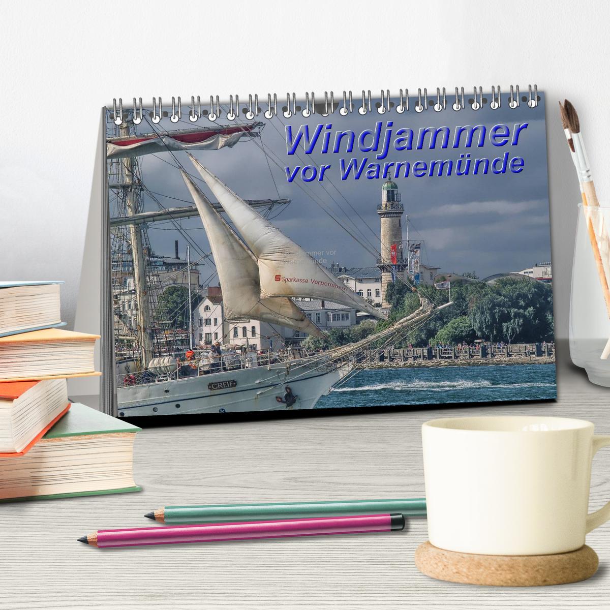 Bild: 9783435764266 | Windjammer vor Warnemünde (Tischkalender 2025 DIN A5 quer),...