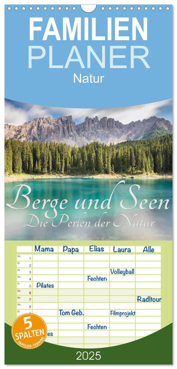 Cover: 9783457108253 | Familienplaner 2025 - Berge und Seen - Die Perlen der Natur mit 5...